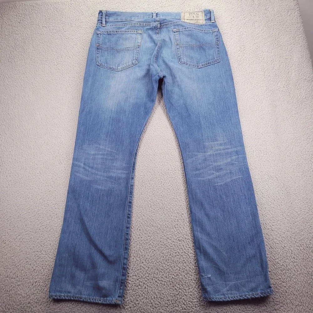 POLO Ralph Lauren Jeans Mens 34x30 Bootcut 750 Button Fly 100% Cotton Blue Denim
